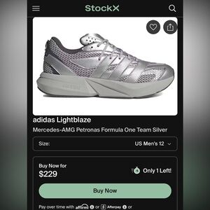 adidas Lightblaze AMG MERCEDES F1 Silver Athletic Shoes